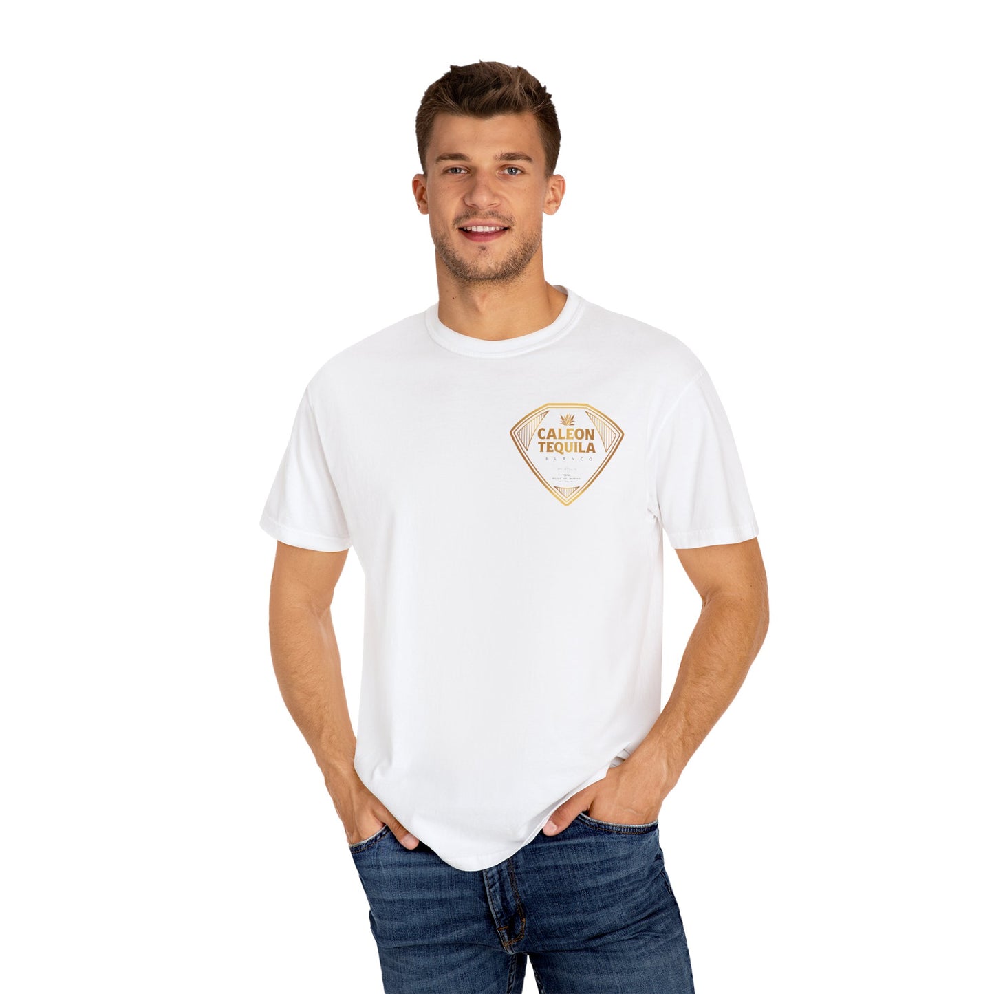 White Caleon Tequila Logo T-Shirt featuring a stylish graphic on the chest for casual wear