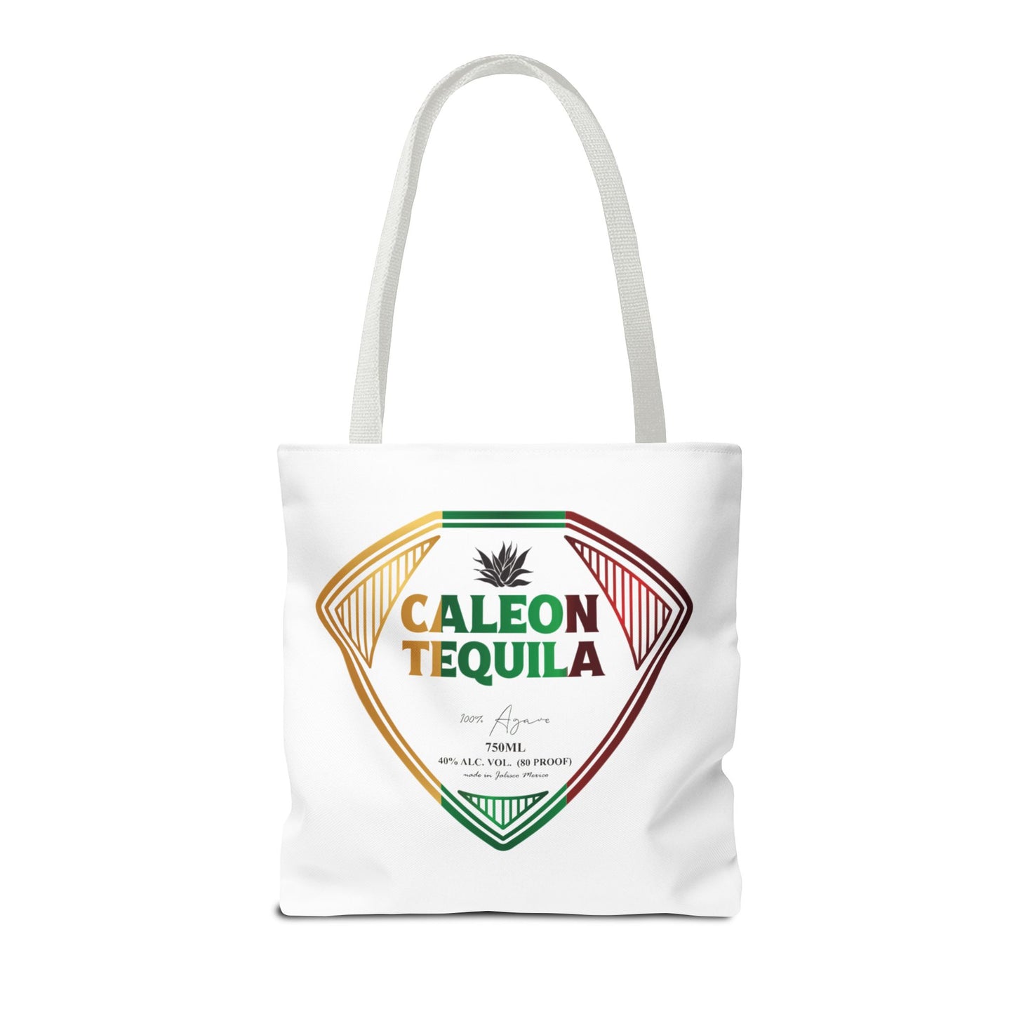 Caleon Tequila reusable tequila shopping tote bag with colorful logo and sturdy straps