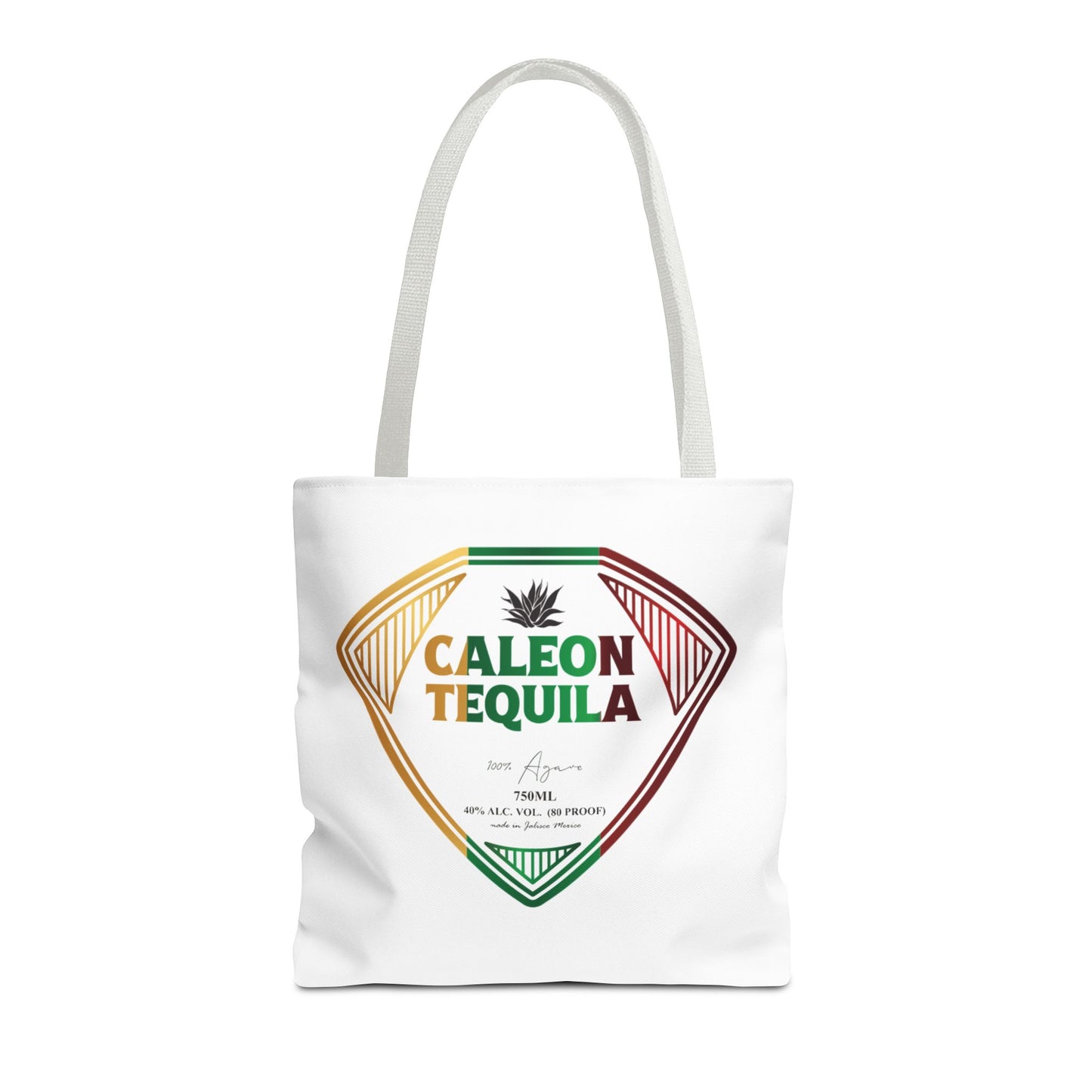 Caleon Tequila Reusable Tequila Shopping Tote Bag with colorful logo design on a white background