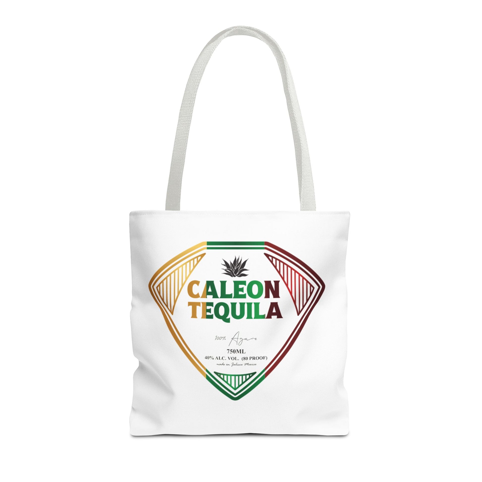 Caleon Tequila Reusable Tequila Shopping Tote Bag with colorful logo design on a white background