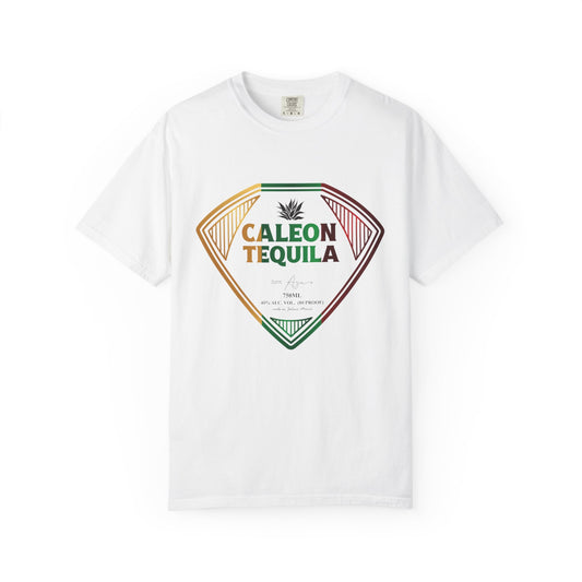Caleon Tequila themed unisex t-shirt featuring a colorful diamond design on a white background