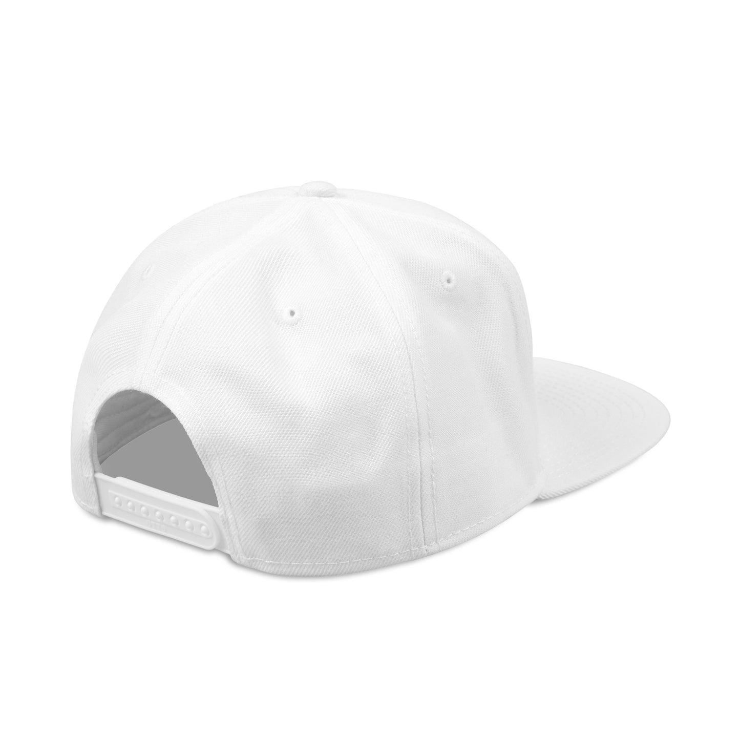 White snapback cap for tequila fans featuring a classic design and adjustable strap